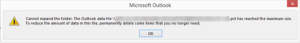 tăng size limit PST OST Outlook